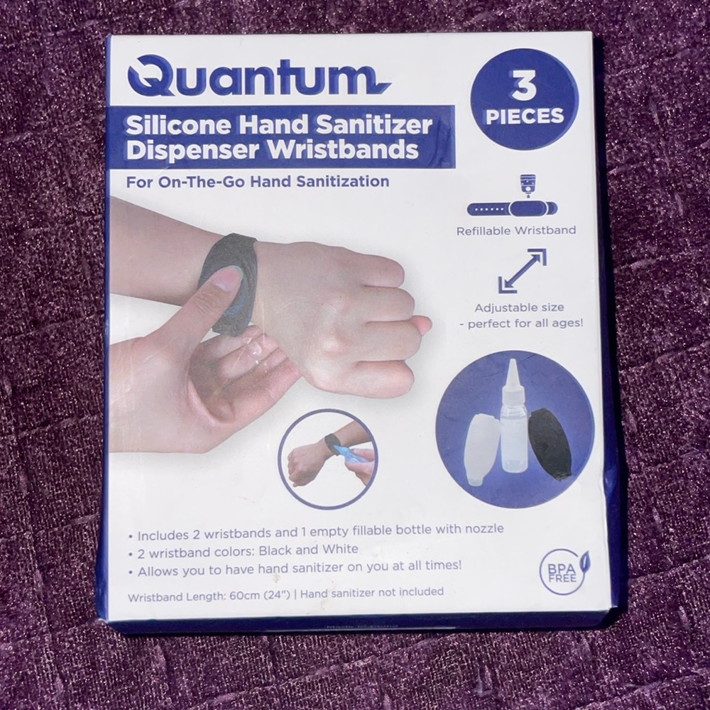 Quantum Silicone Hand Sanitizer Dispenser Wristbands On-The-Go Hand Sanitization